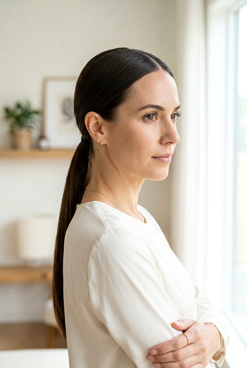 Sleek Low Ponytail For Long Hair - 20 lazy girl hairstyles for long hair - 20 lazy girl hairstyles for long hair