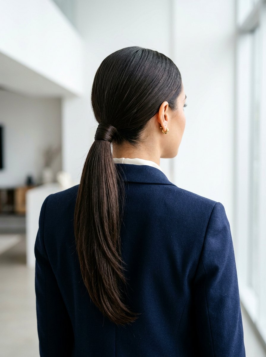 Sleek Low Ponytail For Long Layers - 20 quick hairstyle for long straight layers - 20 quick hairstyle for long straight layers