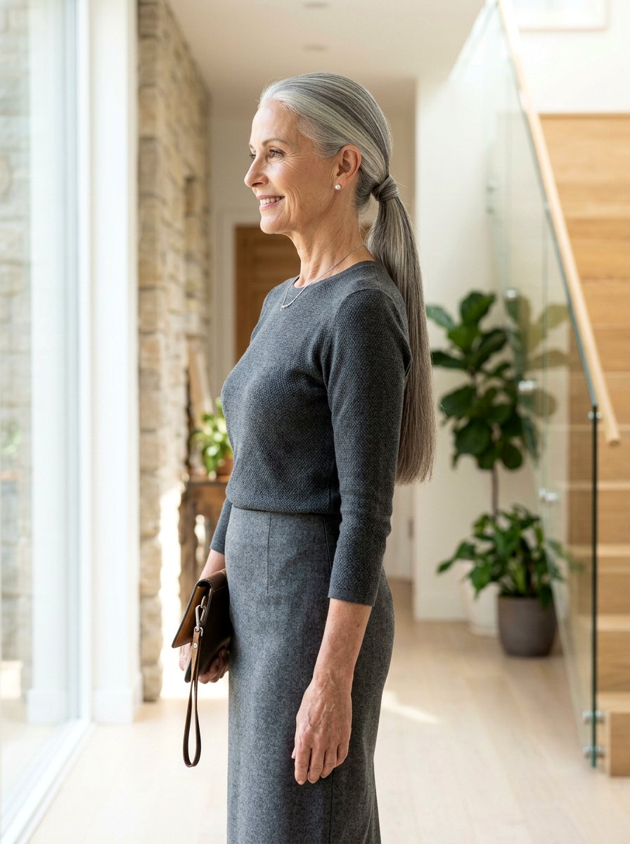 Sleek Low Ponytail For Older Women - 20 polished office hairstyle for older women - 20 polished office hairstyle for older women