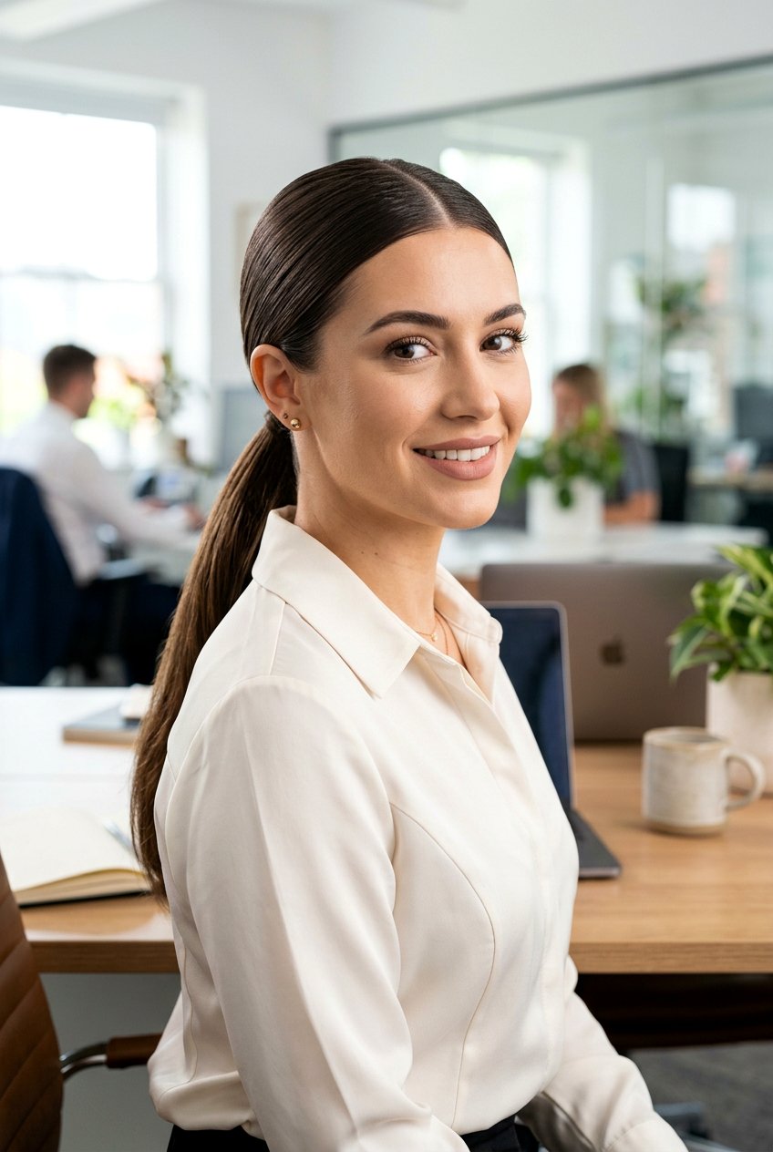 Sleek Low Ponytail For Work - 20 professional hairstyles for women - 20 professional hairstyles for women