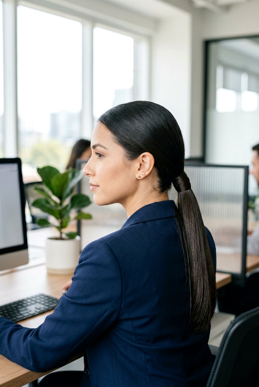 Sleek Low Ponytail For Work - 20 business casual ponytail hairstyle - 20 business casual ponytail hairstyle