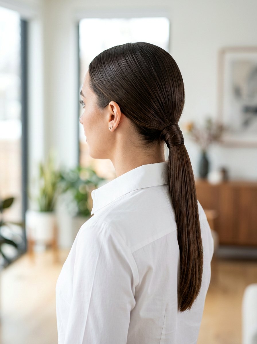 Sleek Low Ponytail Hairstyle - 20 easy hairstyle for office rush - 20 easy hairstyle for office rush