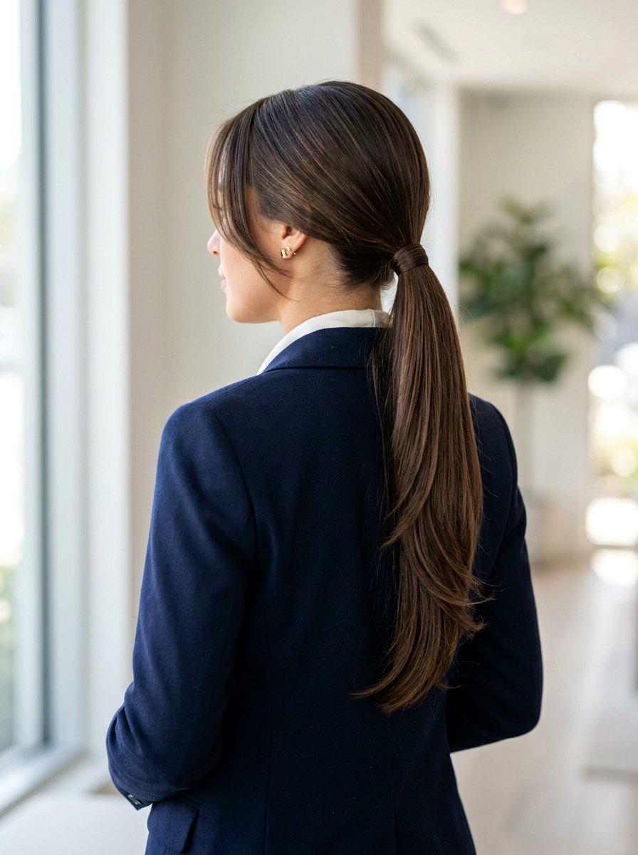 Sleek Low Ponytail Long Layers Interview - 20 interview hairstyle for long layers - 20 interview hairstyle for long layers