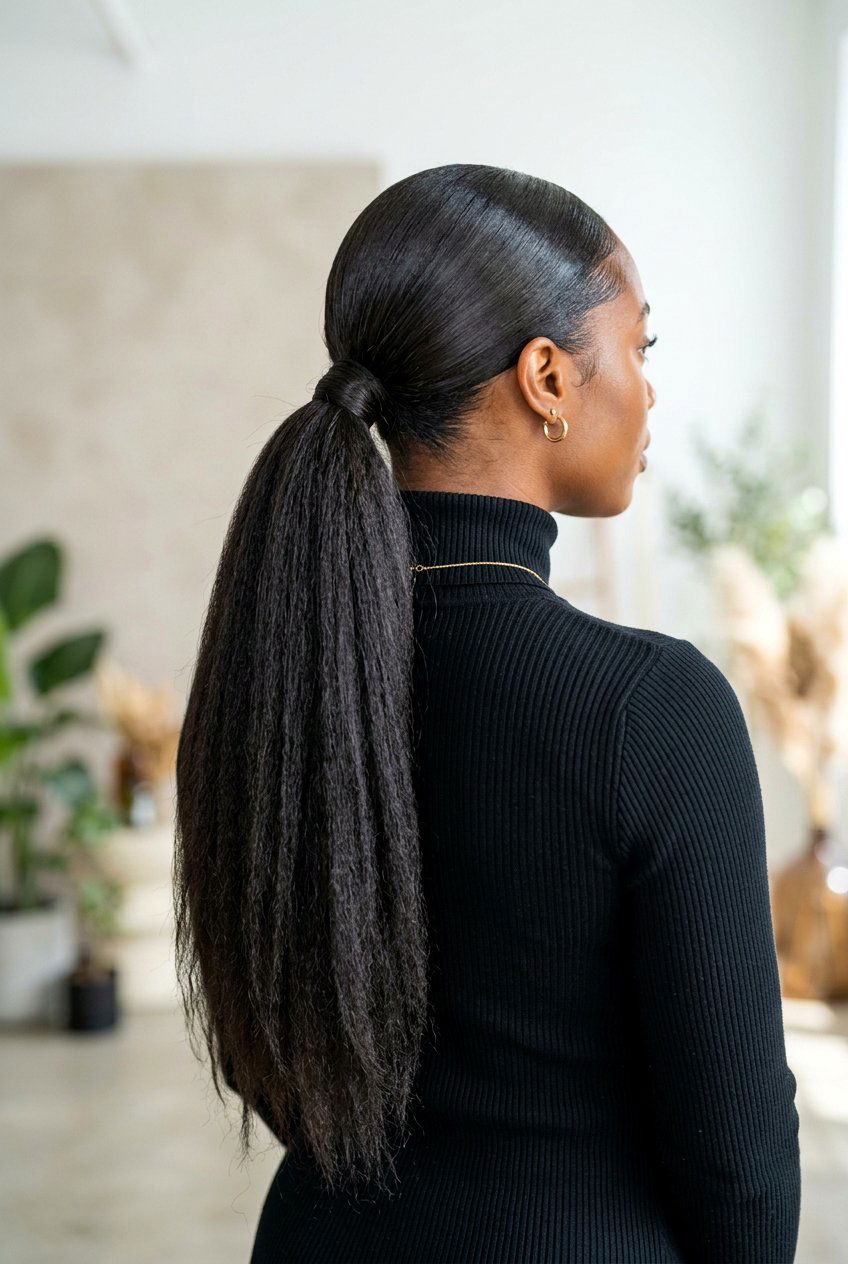 Sleek Low Ponytail Natural Hair With Extensions - 20 slick back ponytail for natural hair - 20 slick back ponytail for natural hair