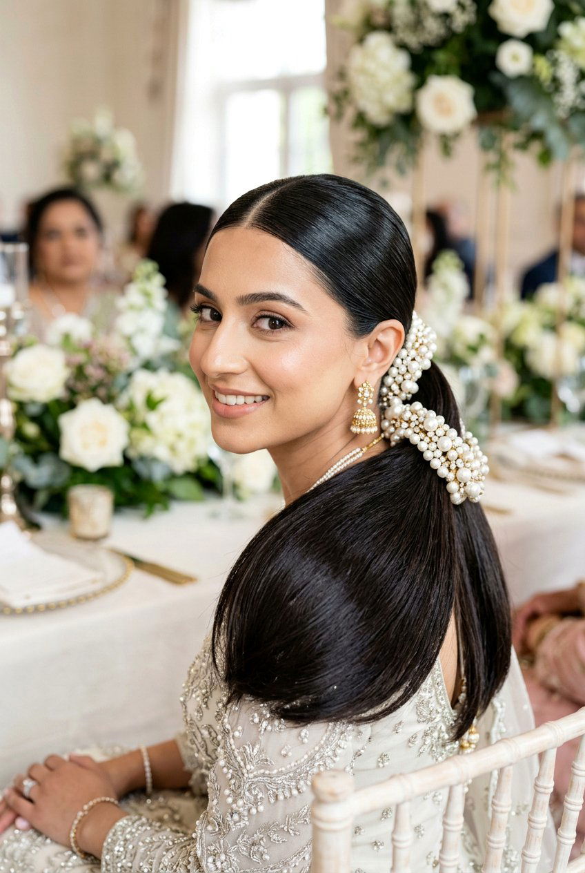 Sleek Low Ponytail Walima Hairstyle - 20 walima hairstyles - 20 walima hairstyles