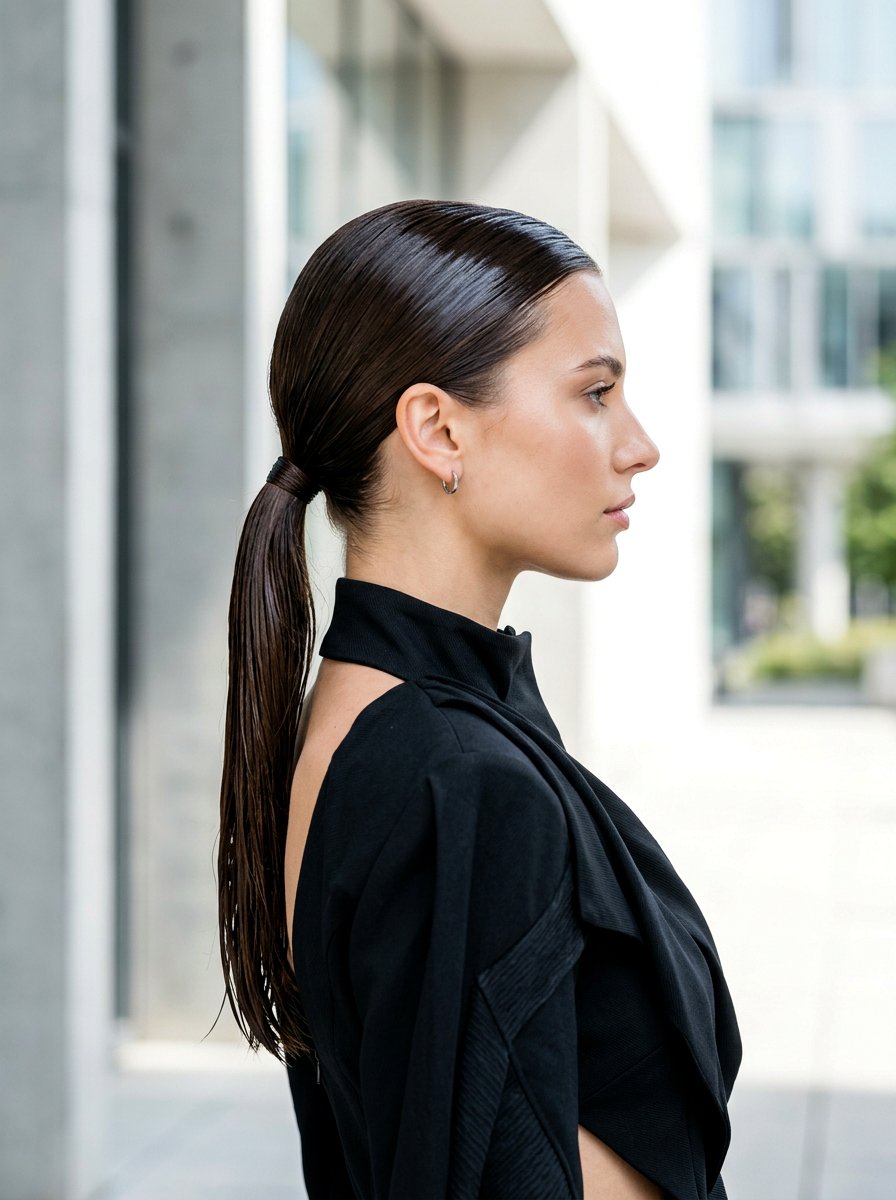 Sleek Low Ponytail With Wet Look - 20 sleek hairstyle with low ponytail - 20 sleek hairstyle with low ponytail