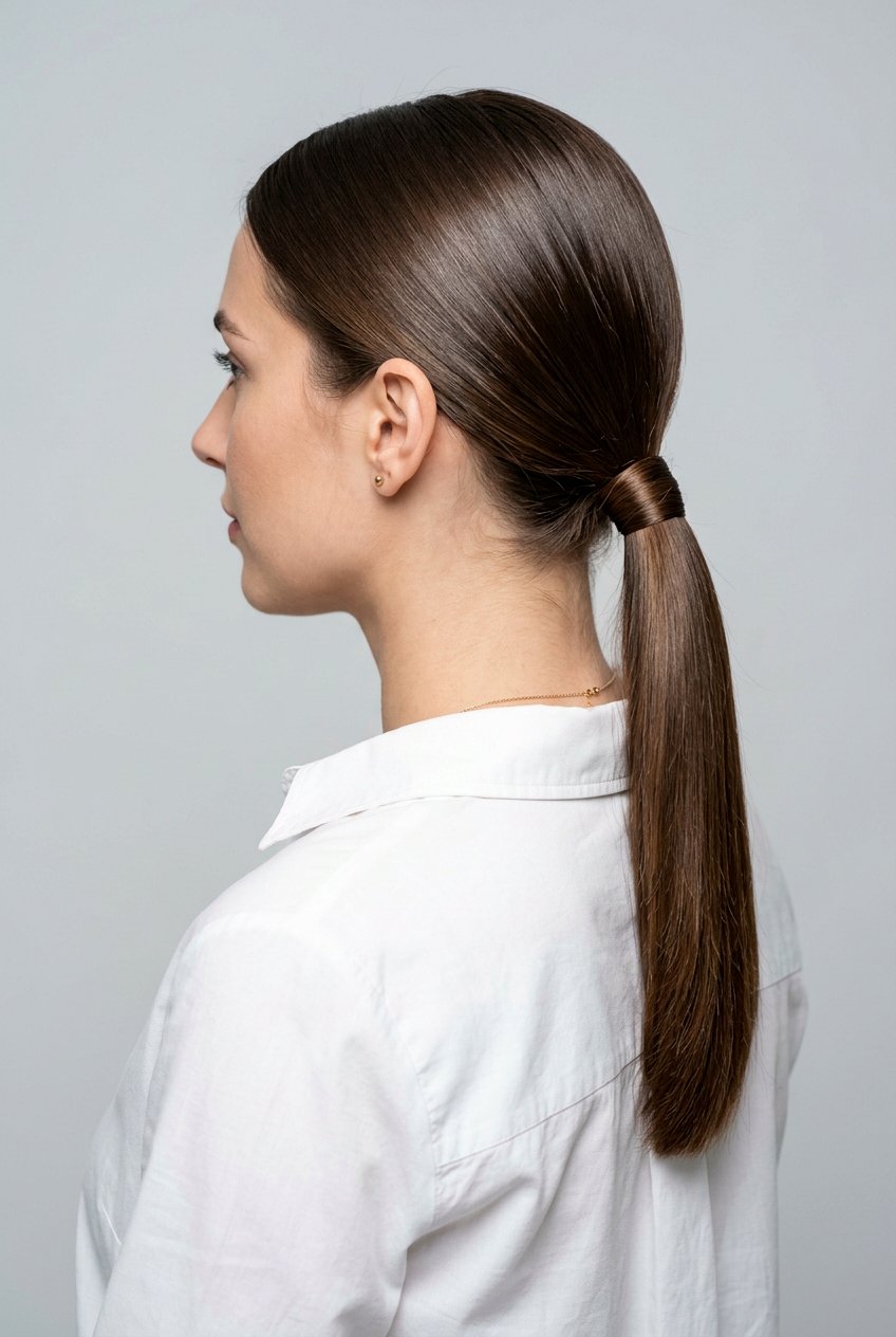 Sleek Low Ponytail for Family Portraits - 20 family portrait hairstyles for women - 20 family portrait hairstyles for women