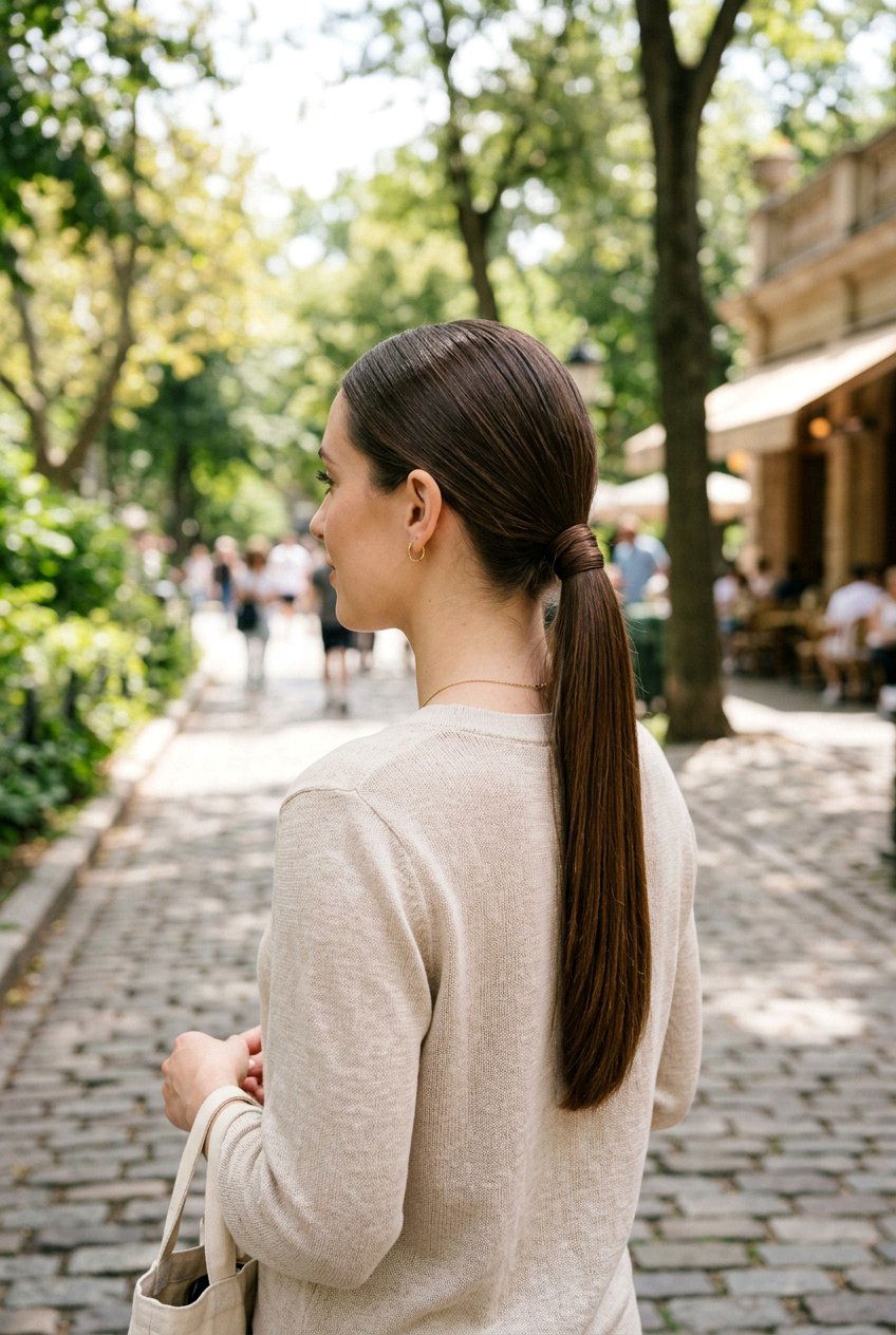 Sleek Low Ponytail for Moms - 20 easy hairstyles for moms - 20 easy hairstyles for moms