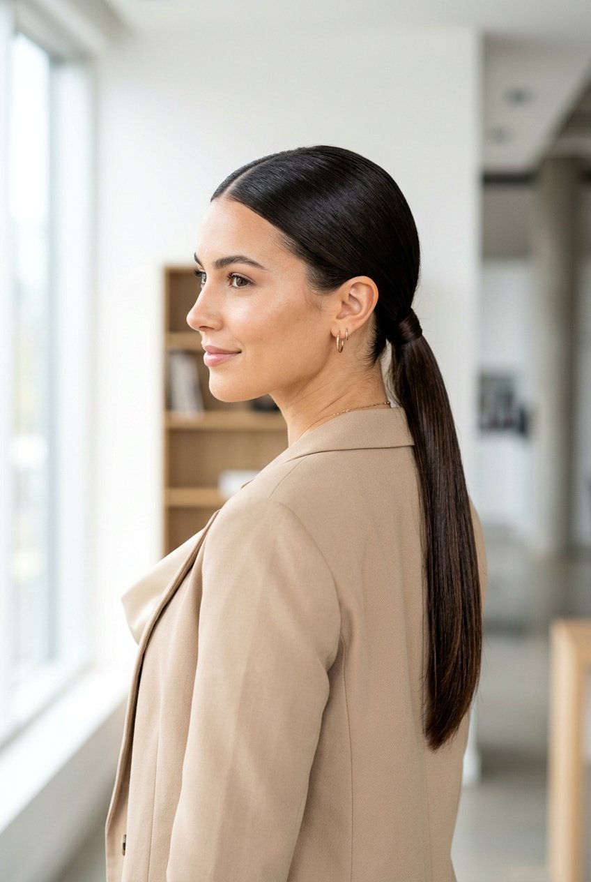 Sleek Low Ponytail - 20 clean girl middle part ponytail - 20 clean girl middle part ponytail