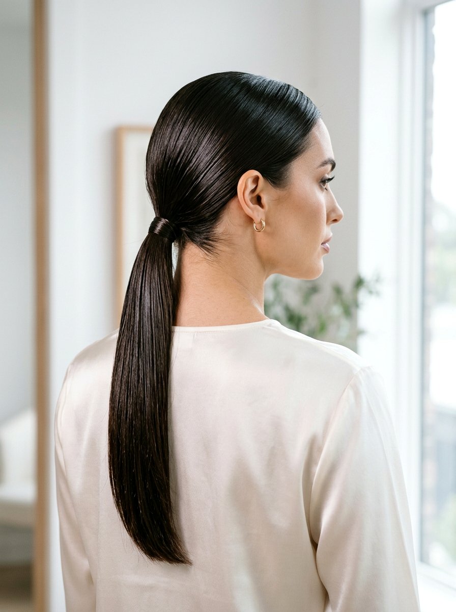 Sleek Low Wet Look Ponytail - 20 wet look ponytail hairstyle - 20 wet look ponytail hairstyle