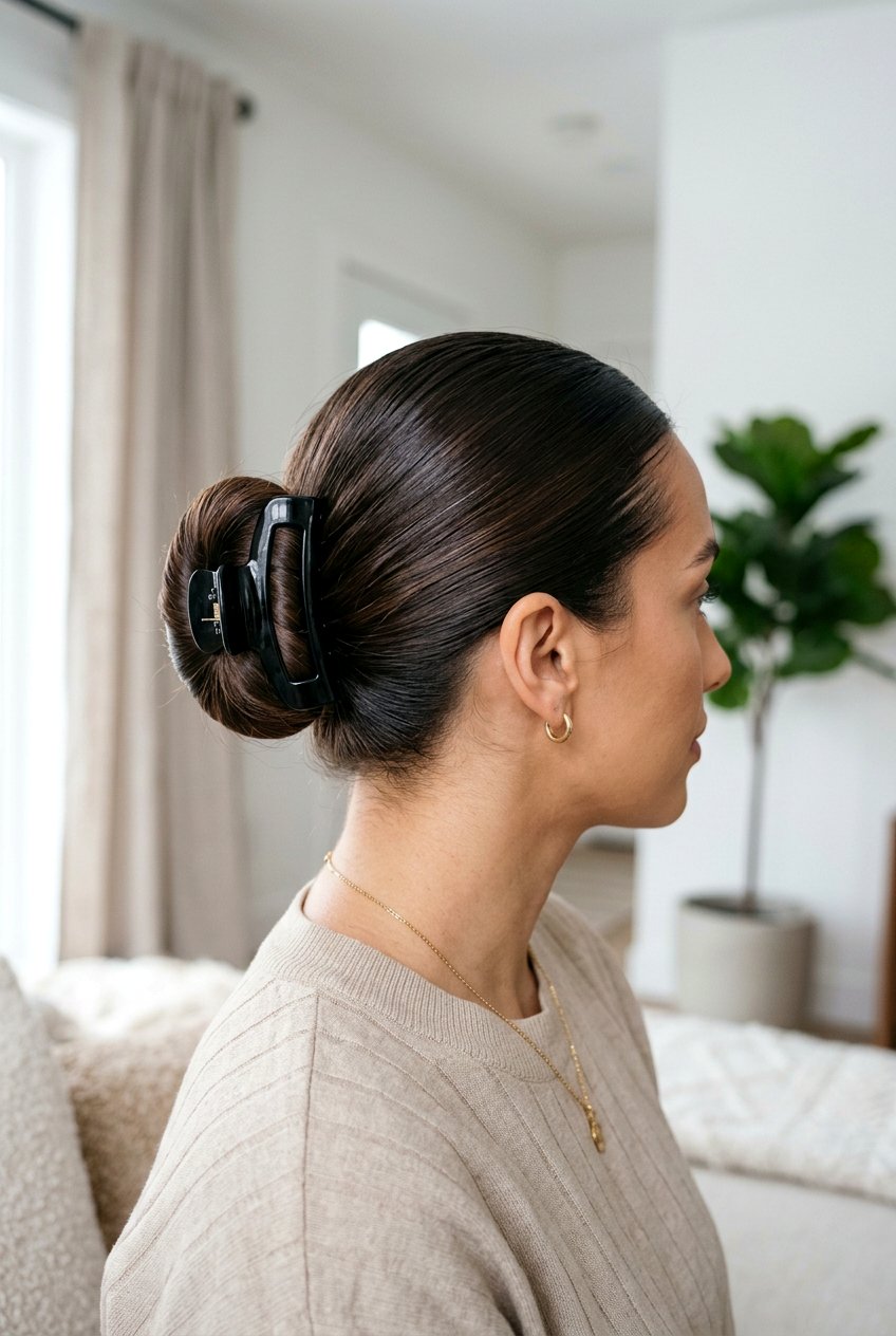 Sleek Mid Height Claw Clip Bun - 20 sleek claw clip bun - 20 sleek claw clip bun