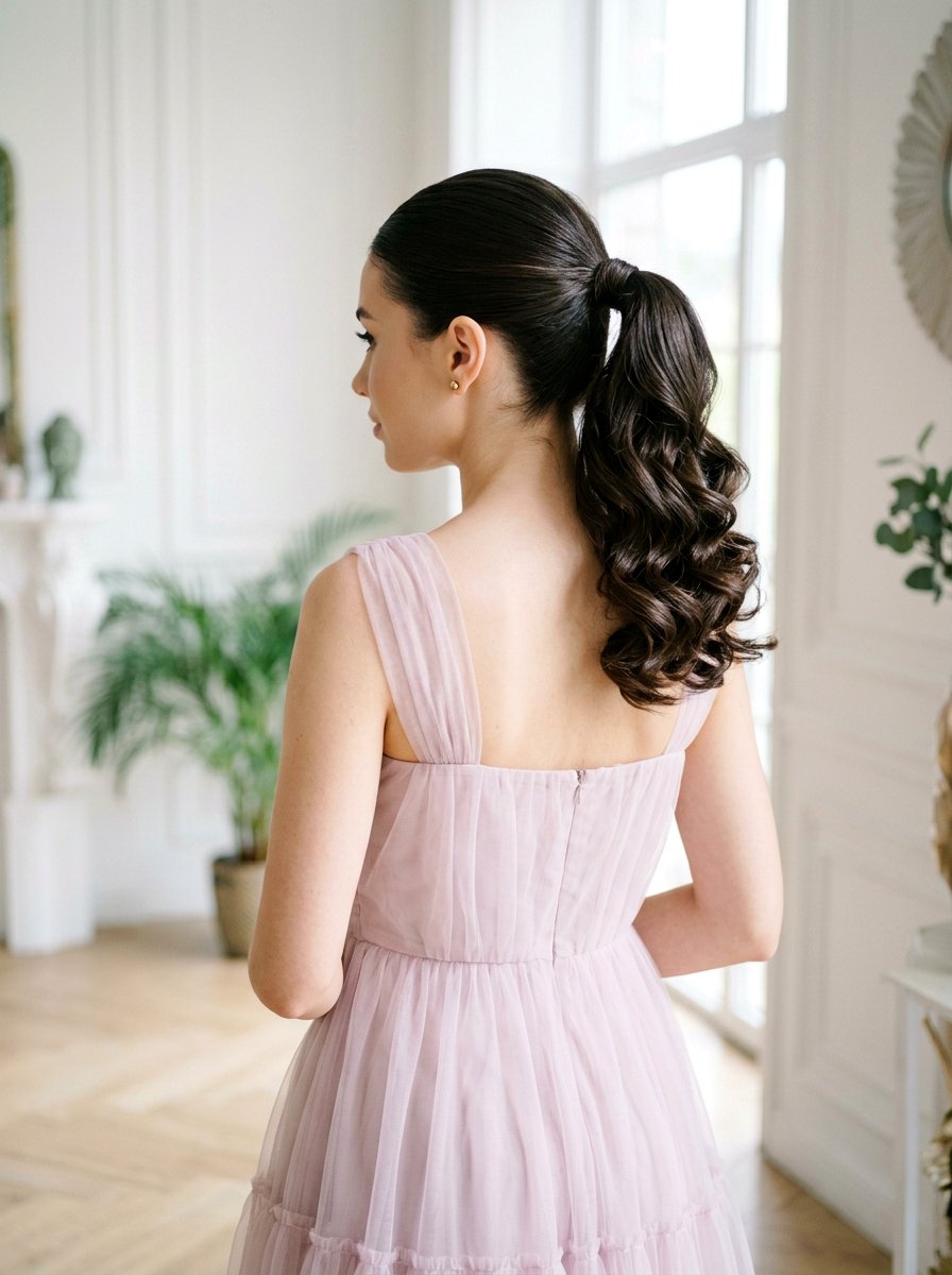 20 Stunning Sleek Prom Ponytail with Curls for Prom Night