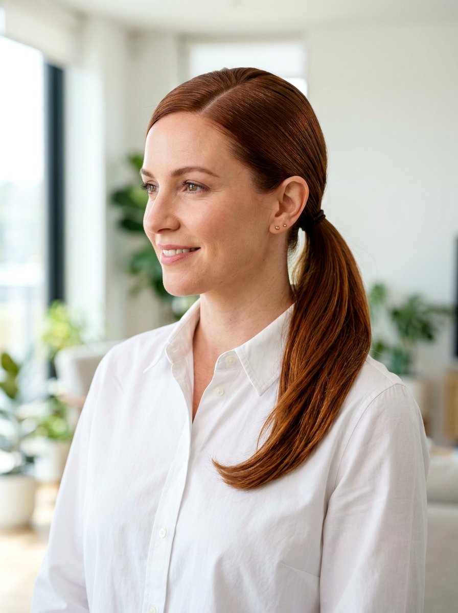 Sleek Mid Height Ponytail With Side Part - 20 sleek office ponytail with side part - 20 sleek office ponytail with side part