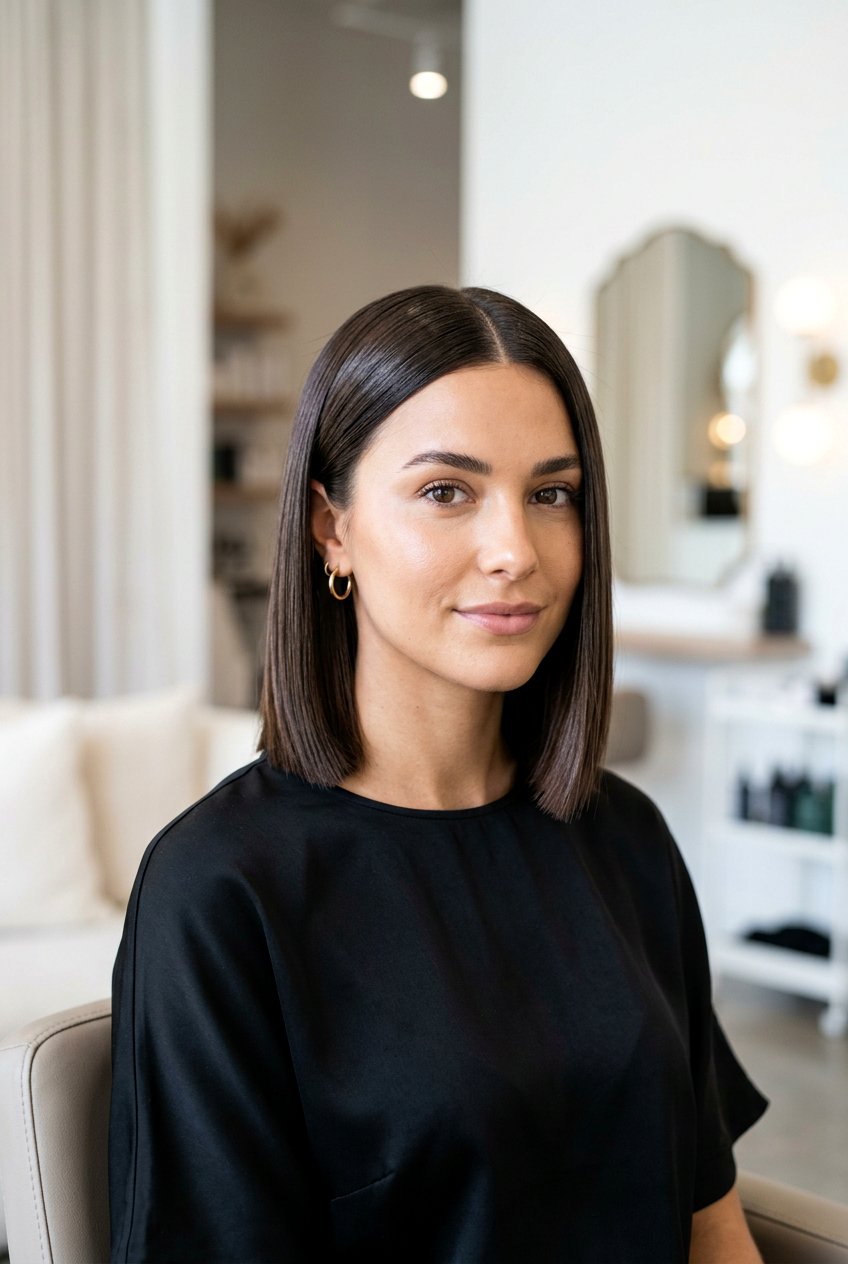 Sleek Middle Part Bob - 20 office hairstyles for women - 20 office hairstyles for women