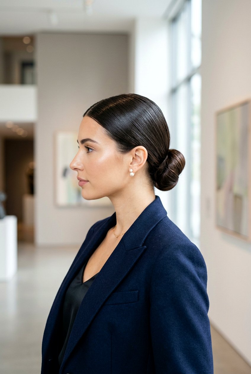 Sleek Middle Part Chignon - 20 classic chignon hairstyle - 20 classic chignon hairstyle