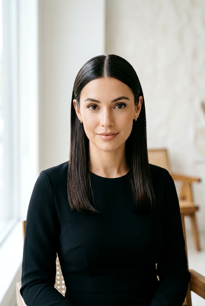 Sleek Middle Part Hair - 20 simple college hairstyle for girls - 20 simple college hairstyle for girls