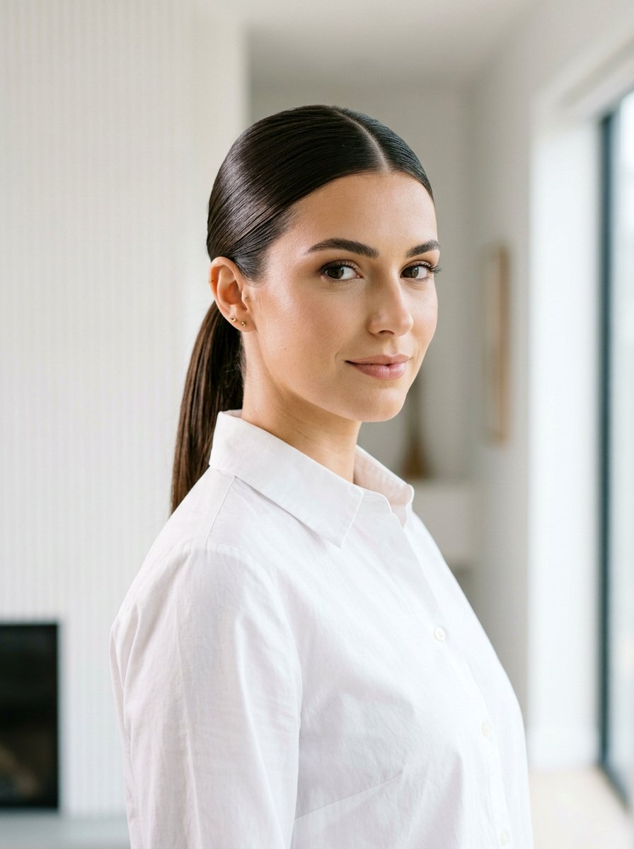 Sleek Middle Part Ponytail - 20 neat job interview ponytail - 20 neat job interview ponytail