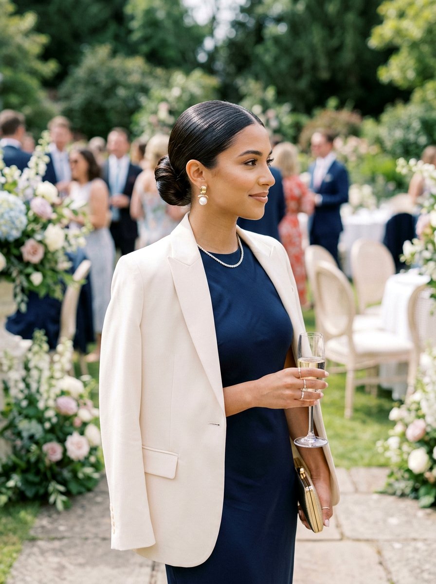 Sleek Middle Part Updo - 20 sleek hairstyle for wedding guest - 20 sleek hairstyle for wedding guest