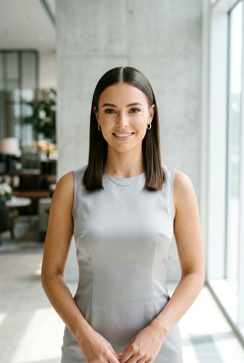 Sleek Middle Part - 20 bridesmaid hairstyles for shoulder length hair - 20 bridesmaid hairstyles for shoulder length hair