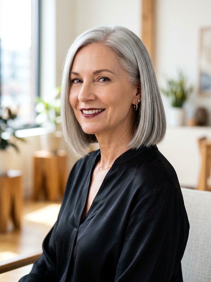 Sleek Neck Length Bob For Mature Women - 20 sleek hairstyle for mature women - 20 sleek hairstyle for mature women