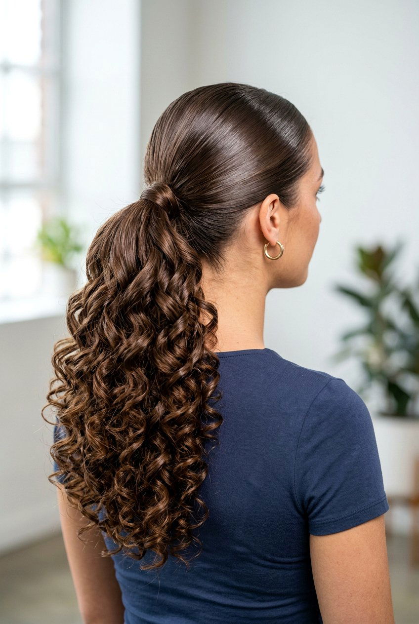 Sleek Ponytail With Curls - 20 graduation hairstyle with ponytail curls - 20 graduation hairstyle with ponytail curls