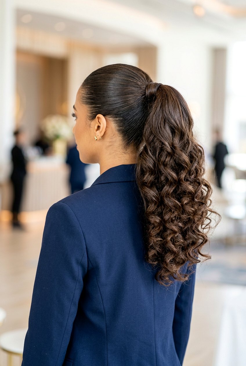 Sleek Ponytail With Curly Ends - 20 graduation ponytail with curls - 20 graduation ponytail with curls