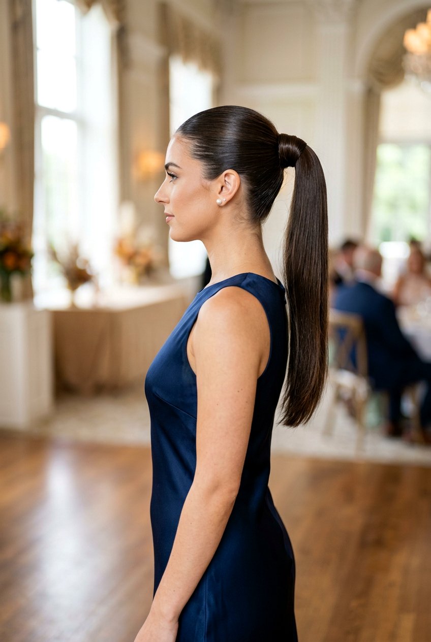 Sleek Ponytail With Hair Wrap - 20 prom hairstyle with sleek ponytail - 20 prom hairstyle with sleek ponytail