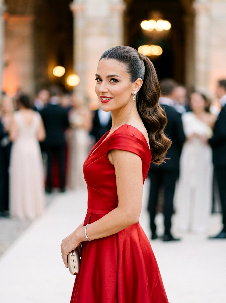 Sleek Ponytail With Hollywood Vintage Curls - 20 sleek prom ponytail with curls - 20 sleek prom ponytail with curls