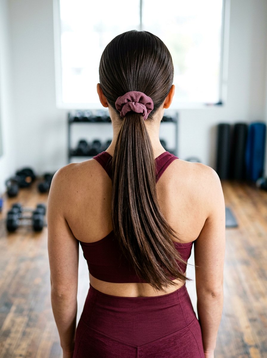 Sleek Ponytail With Scrunchie - 20 pilates hairstyle with sleek ponytail - 20 pilates hairstyle with sleek ponytail