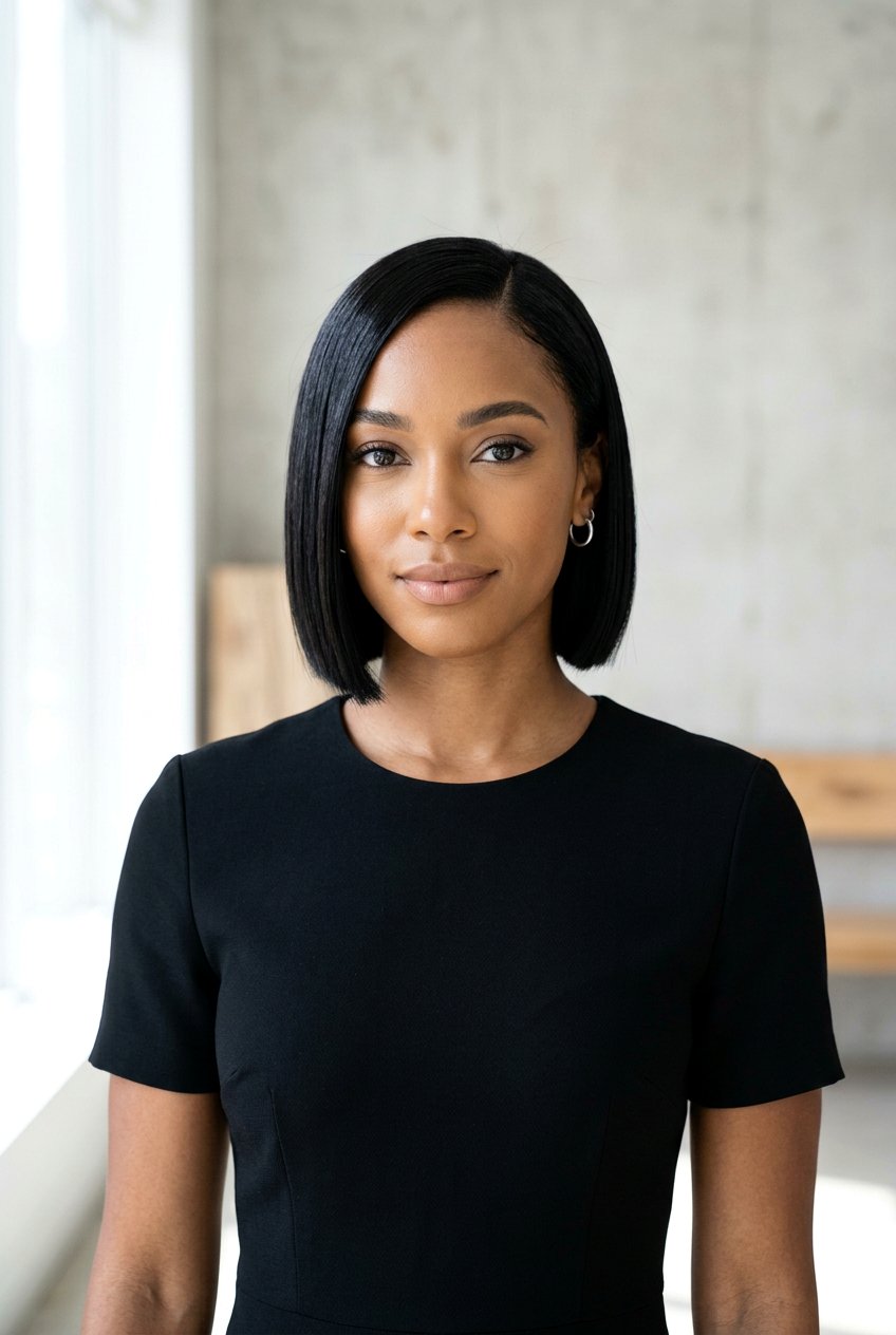 Sleek Raven Bob - 20 soft goth bob for women - 20 soft goth bob for women