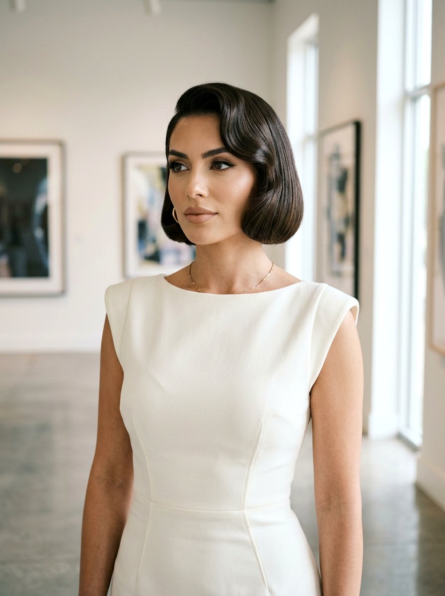 Sleek Retro Wave Bob - 20 sleek hairstyle for office meeting - 20 sleek hairstyle for office meeting