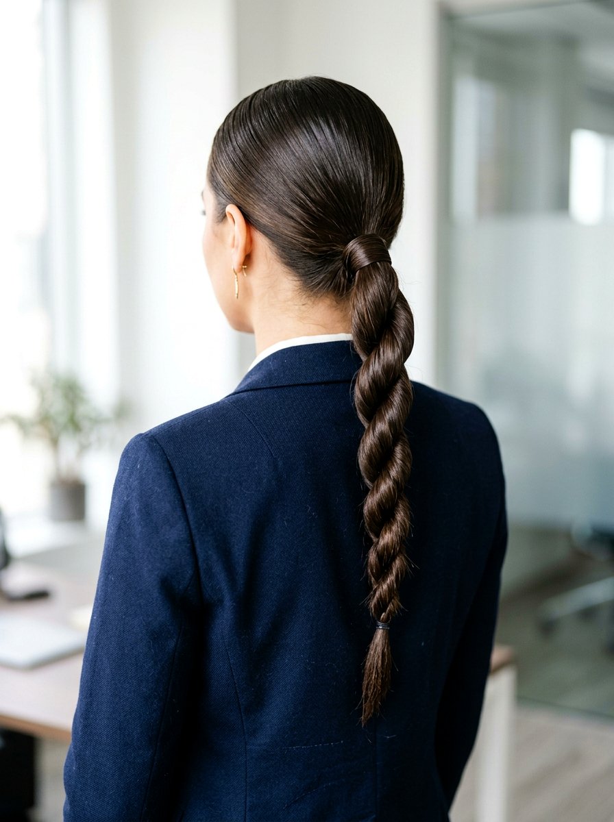 Sleek Rope Braid Low Ponytail - 20 rope braid low ponytail - 20 rope braid low ponytail