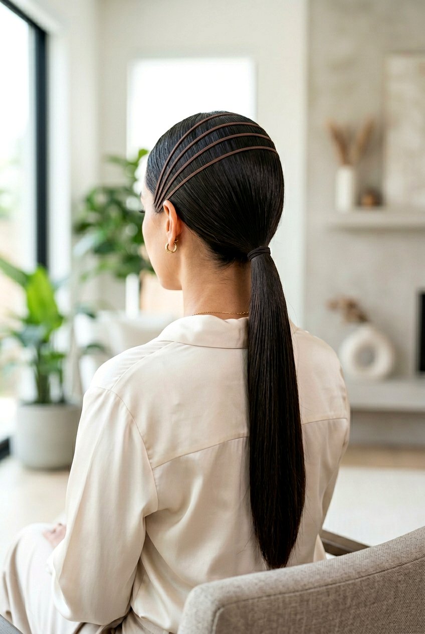 Sleek Rubber Band Ponytail - 20 rubber band ponytail styles - 20 rubber band ponytail styles