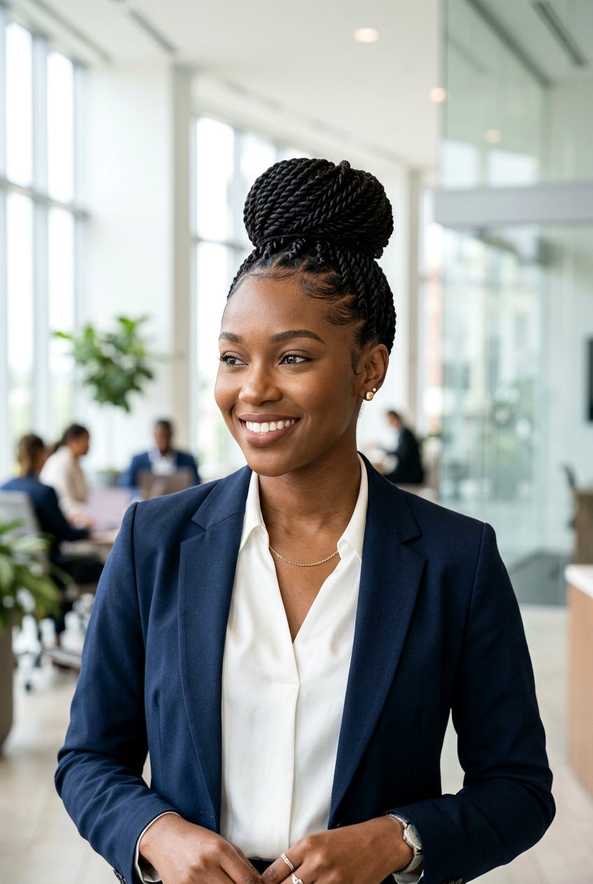 Sleek Senegalese Twist Bun - 20 senegalese twists bun for women - 20 senegalese twists bun for women