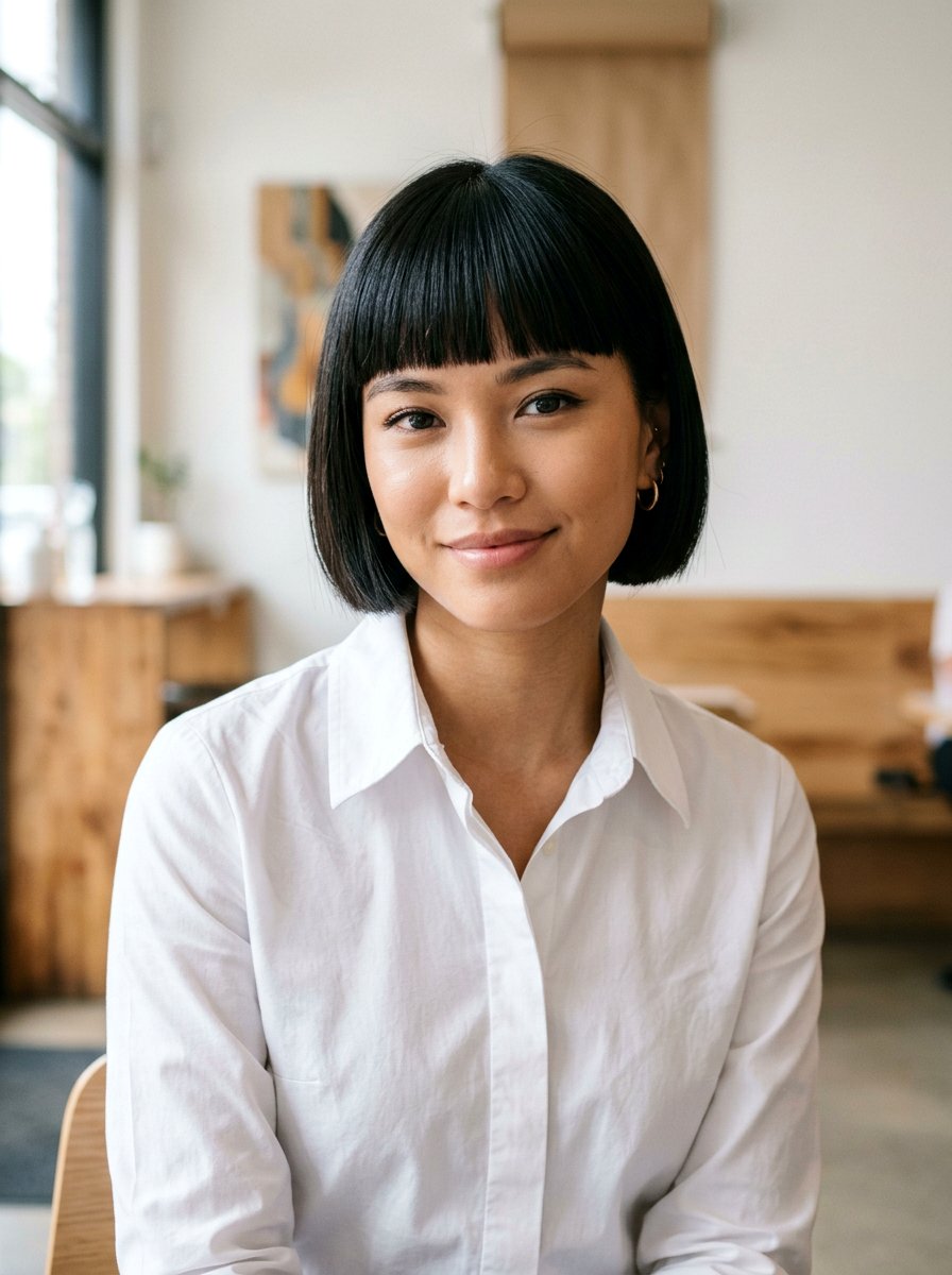 Sleek Short Bob With Pin Straight Bangs - 20 sleek straight bob with bangs - 20 sleek straight bob with bangs