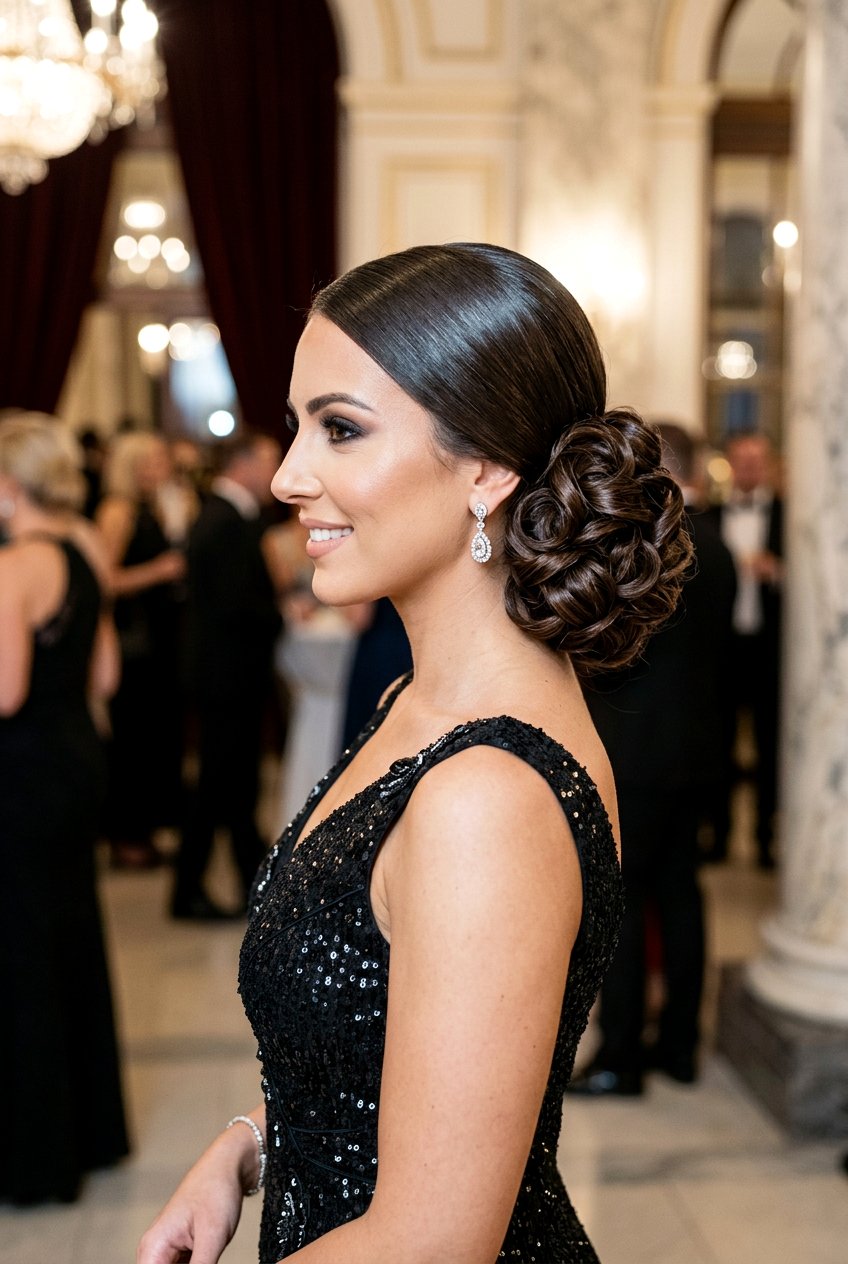 Sleek Side Bun With Curls - 20 bridesmaid side bun with curls - 20 bridesmaid side bun with curls