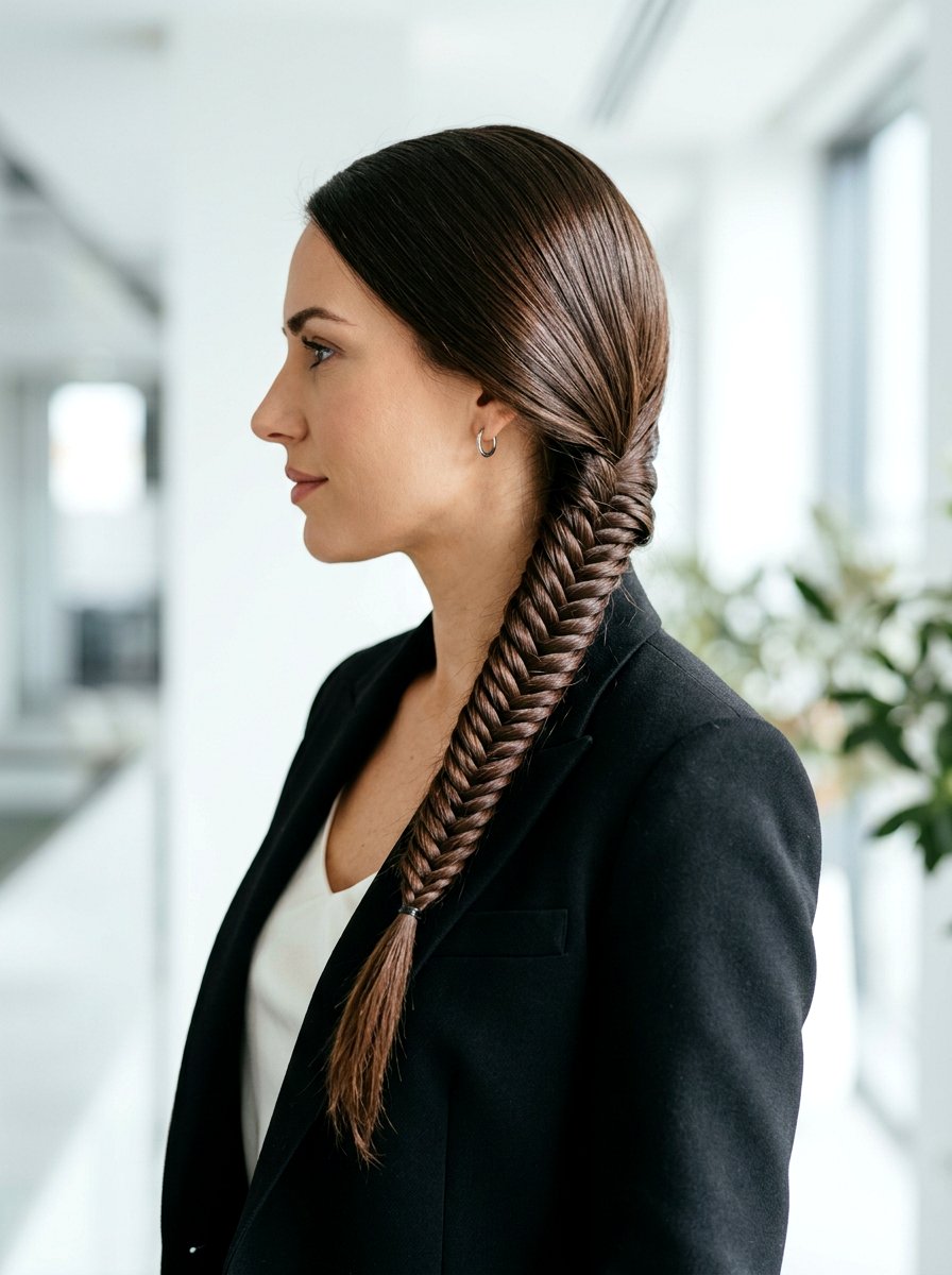 Sleek Side Fishtail Braid - 20 side fishtail braid for medium hair - 20 side fishtail braid for medium hair