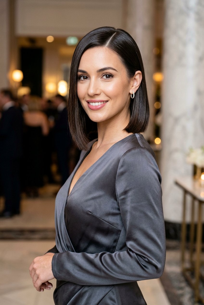 Sleek Side Part Bob - 20 wedding guest bob hairstyle - 20 wedding guest bob hairstyle