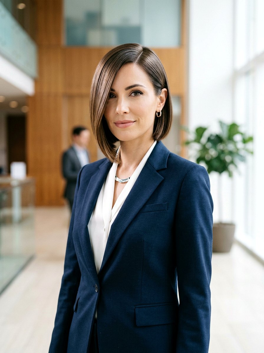 Sleek Side Part Bob - 20 sleek hairstyle for office meeting - 20 sleek hairstyle for office meeting