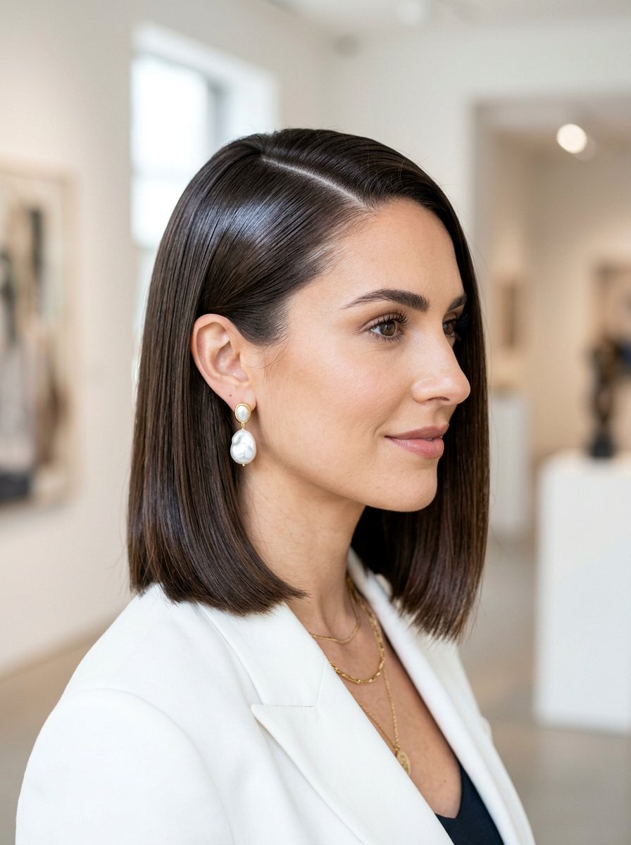 Sleek Side Part Bob - 20 wedding hairstyles for short bob hair - 20 wedding hairstyles for short bob hair