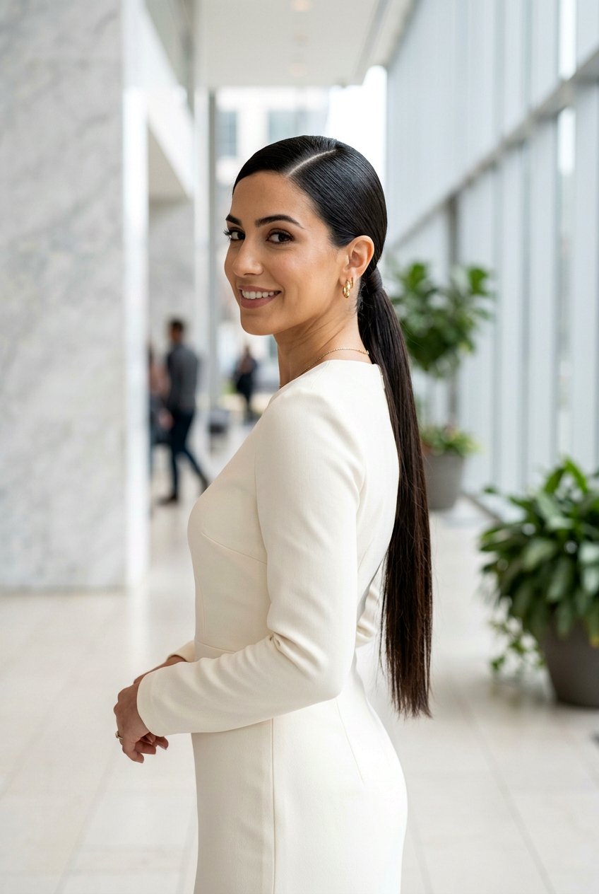 Sleek Side Part Low Ponytail - 20 sleek ponytail for office - 20 sleek ponytail for office