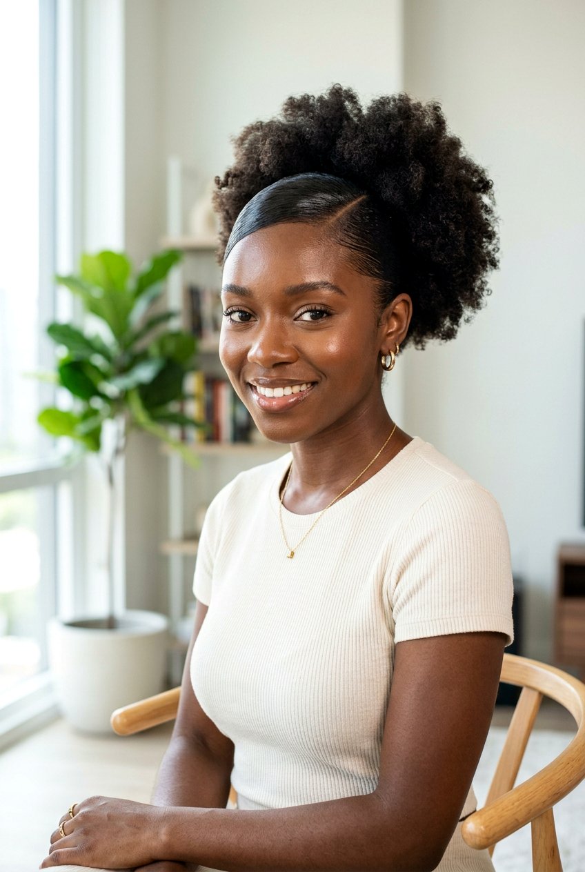 Sleek Side Part Puff - 20 side part puff for black women - 20 side part puff for black women