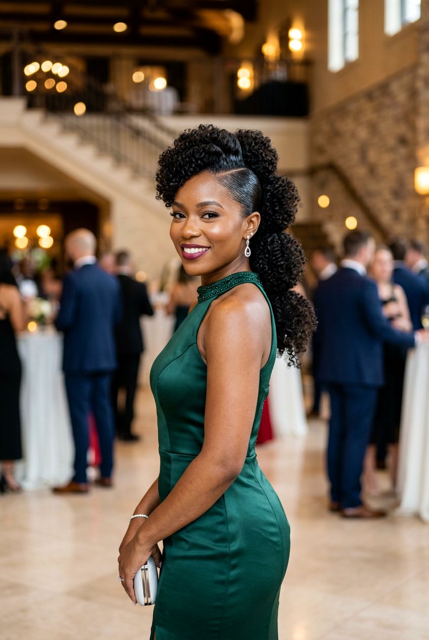 Sleek Side Puff Mohawk - 20 curly frohawk for natural hair - 20 curly frohawk for natural hair