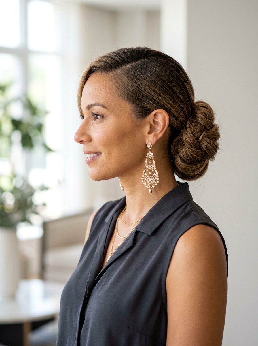 Sleek Side Swept Bun - 20 sleek hairstyle for prom night - 20 sleek hairstyle for prom night