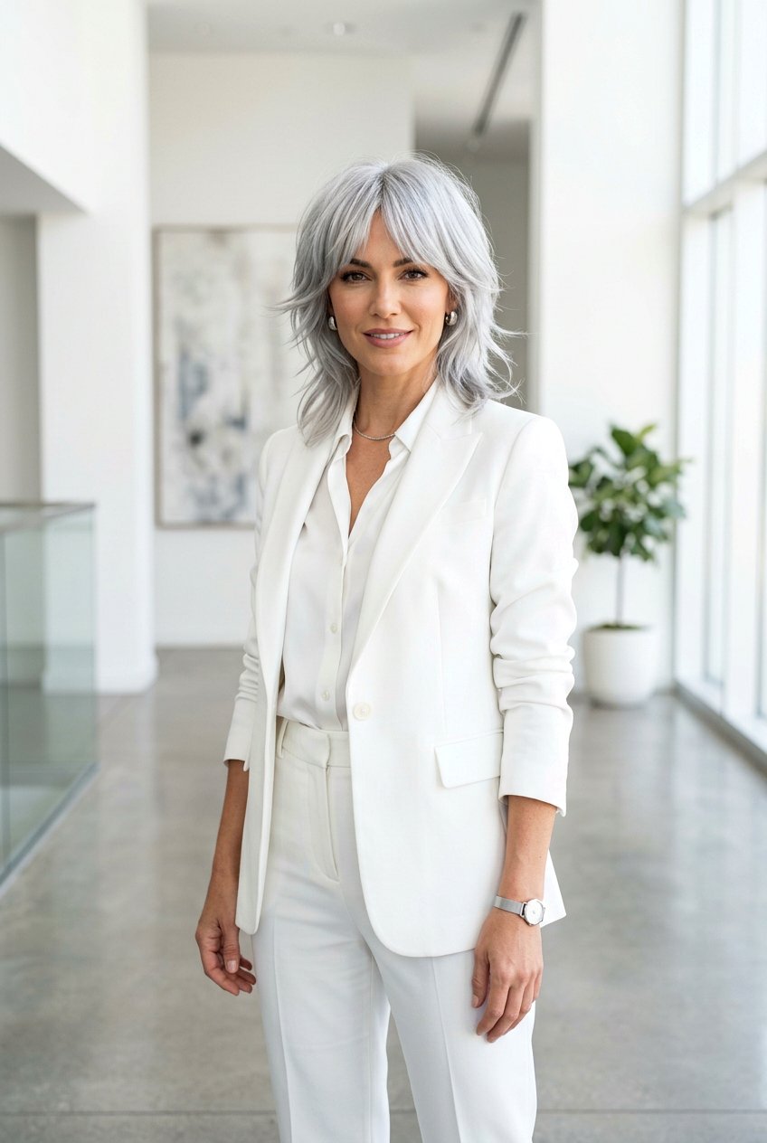 Sleek Silver Wolf Cut - 20 gray wolf cut for women - 20 gray wolf cut for women