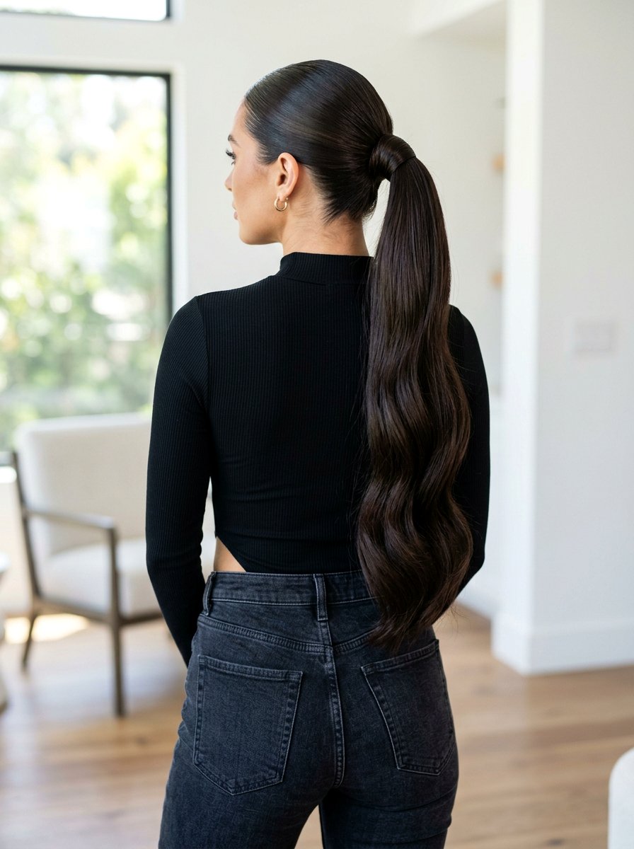 Sleek Slick Back Ponytail With Hair Extensions - 20 sleek slick back ponytail - 20 sleek slick back ponytail