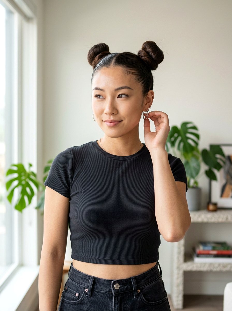 Sleek Space Buns - 20 sleek hairstyle for birthday party - 20 sleek hairstyle for birthday party