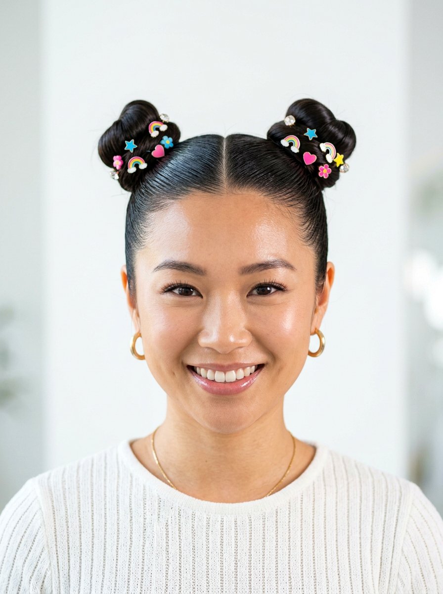 Sleek Space Buns - 20 sleek hairstyle for prom night - 20 sleek hairstyle for prom night