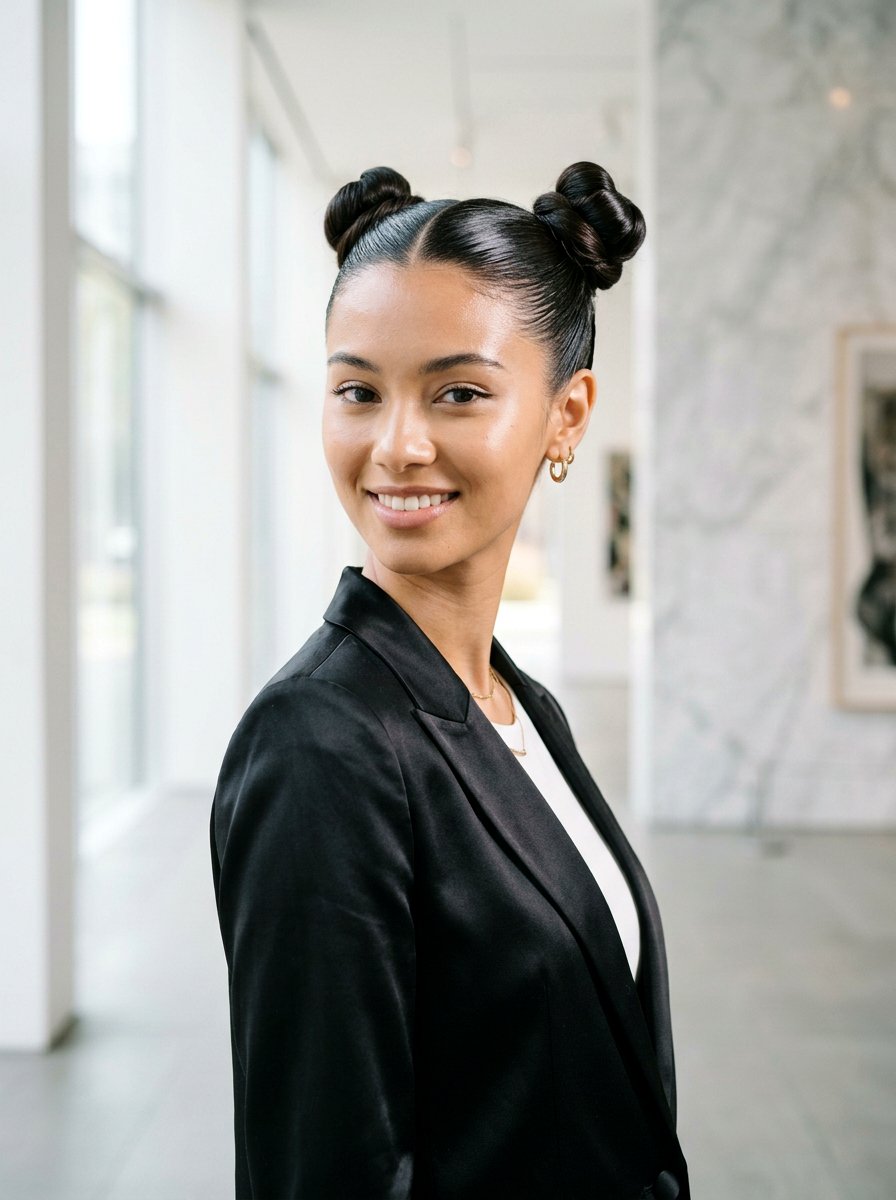 Sleek Space Buns - 20 party space buns hairstyle - 20 party space buns hairstyle