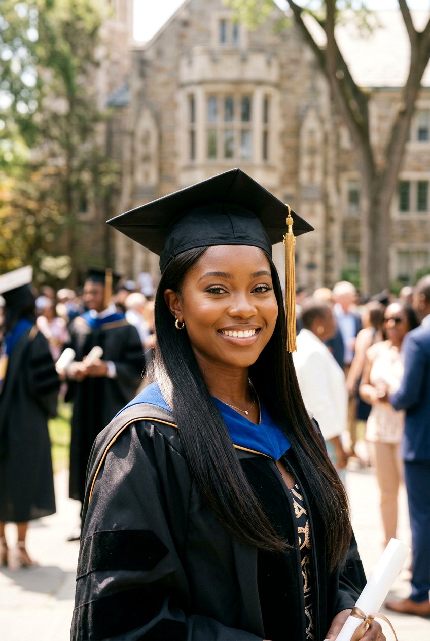 Sleek Straight Blowout - 20 graduation cap hairstyles - 20 graduation cap hairstyles